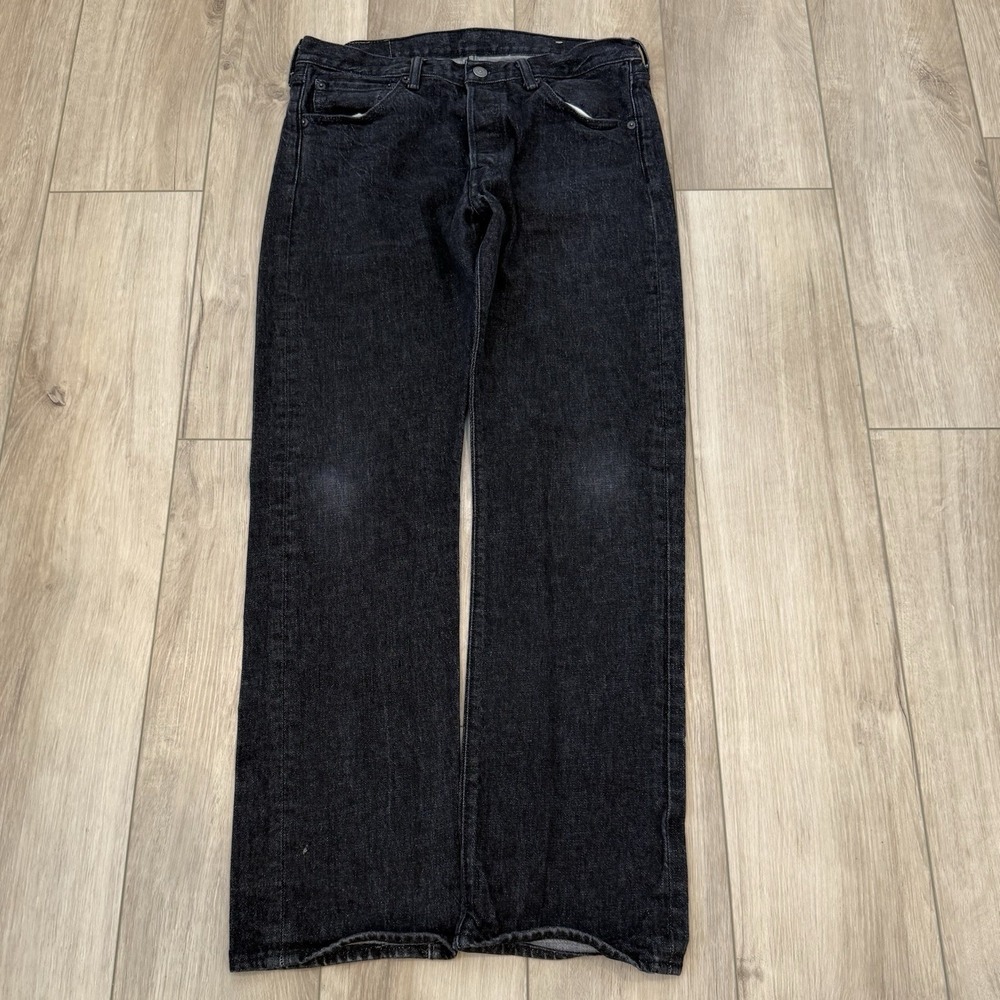 Levis 501 Black Jeans Men 33x31 Dark Wash Denim Button Fly Pants Grunge Y2K VTG